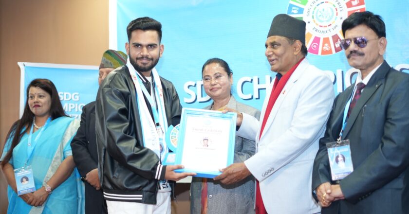 Aditya Choudhary, India – Honored at SDG Champion Prize Ceremony 2025Kathmandu, Nepal – December 28, 2025