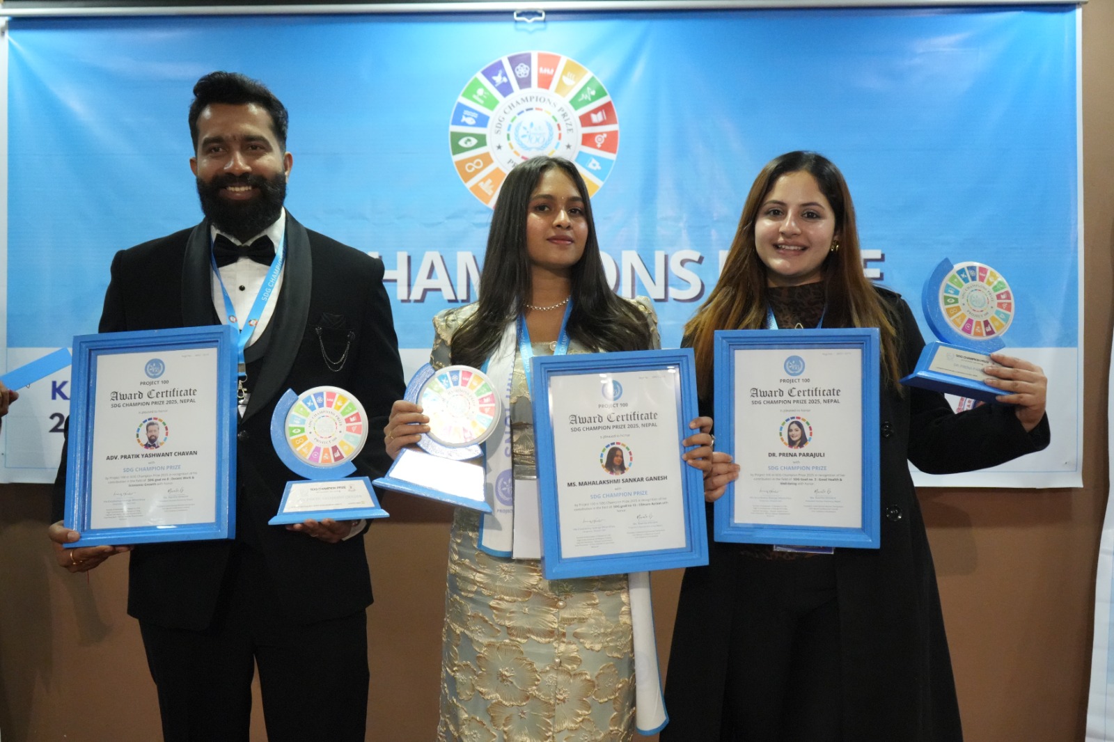 Dr. Prena Parajuli, Nepal – Honored at SDG Champion Prize Ceremony 2025Kathmandu, Nepal – December 28, 2025